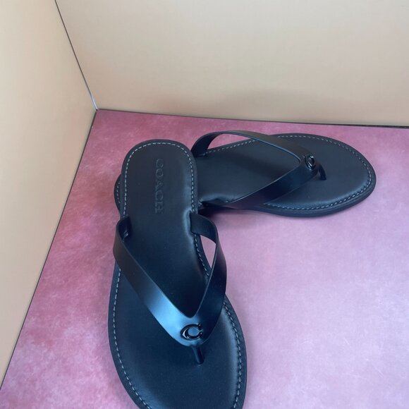 COACH BRIANNA LEATHER FLIP FLOP SANDALS (8) - Picture 9 of 14